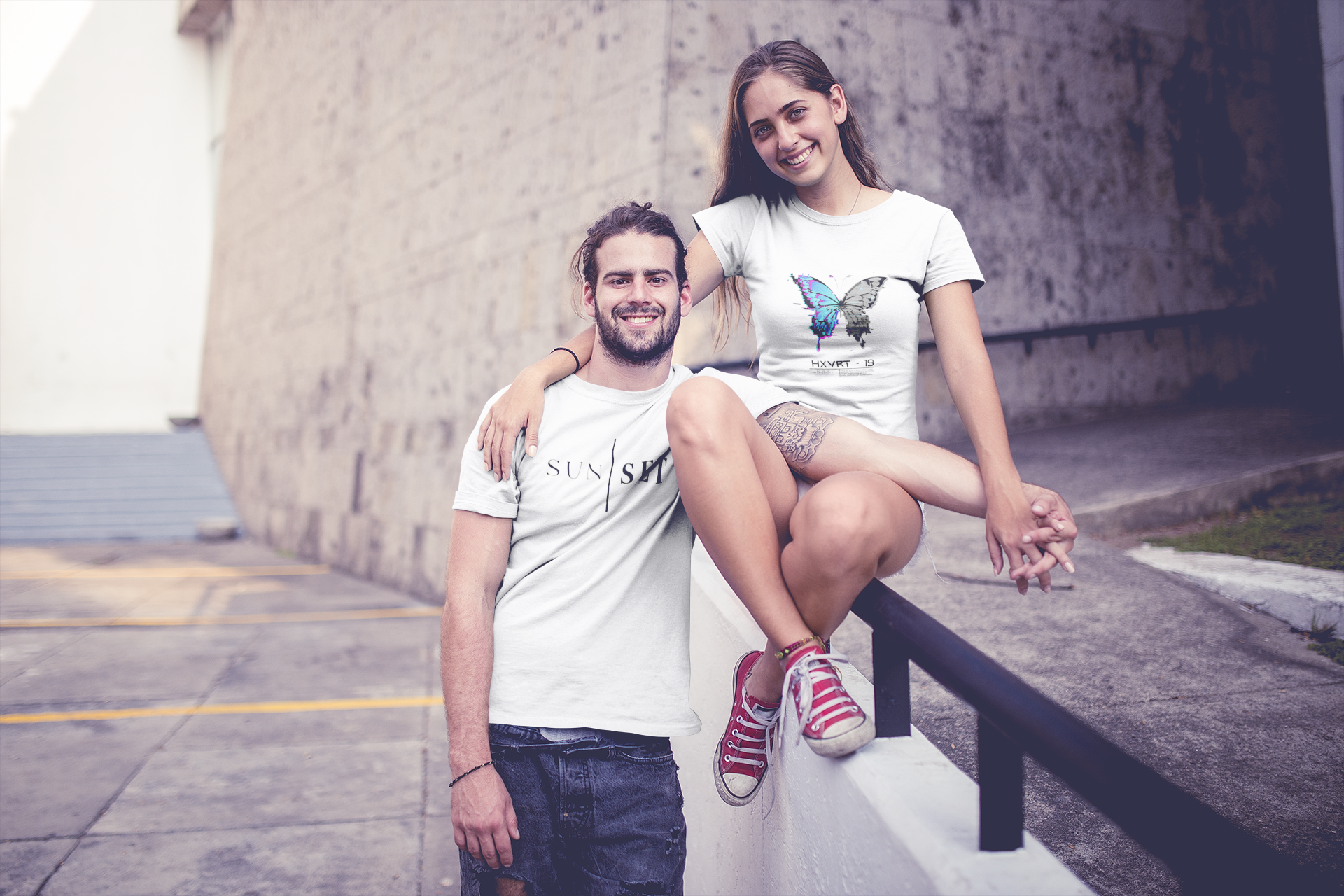 Butterfly T-Shirt And Sunset T-Shirt