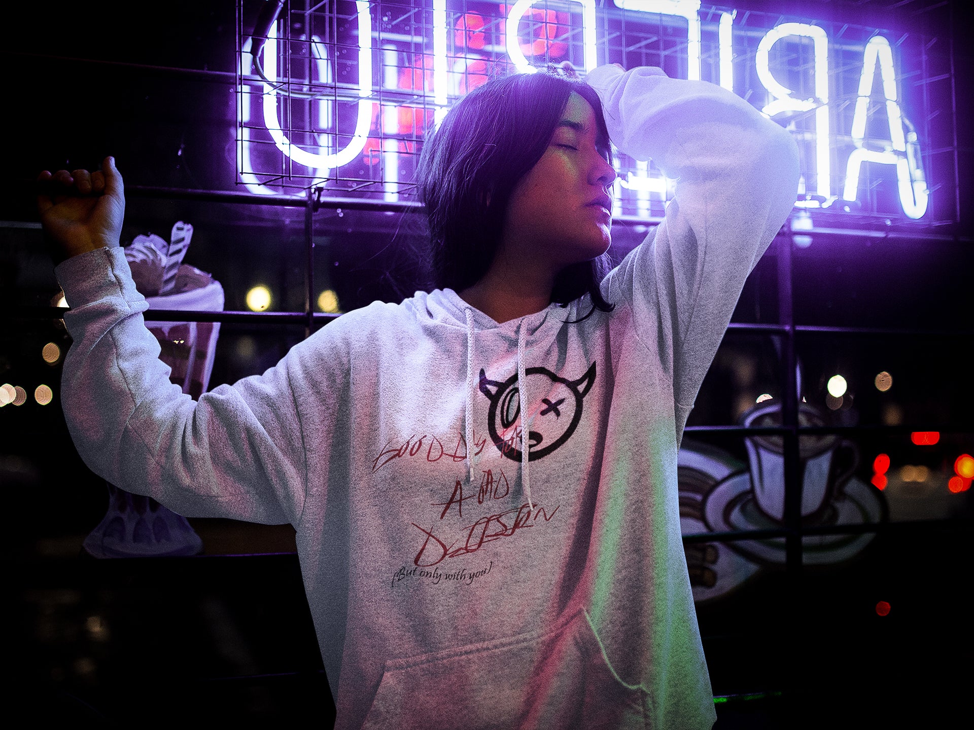 Bad Decisions Hoodie backlit Cafe Photo